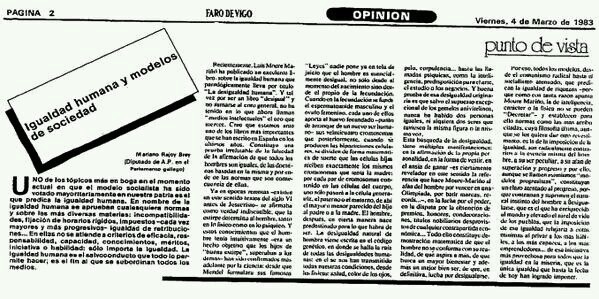 Artículo bochornoso de Rajoy en El Faro de Vigo 1983. Estirpe de mierda... No te lo pierdas.